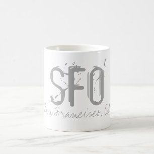 SFOサンフランシスコエアポートタイポグラフィ コーヒーマグカップ