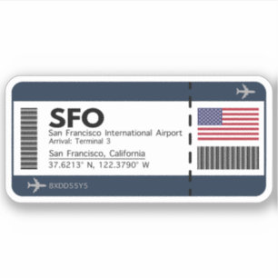 SFOサンフランシスコ搭乗券 – カリフォルニア旅行 シール