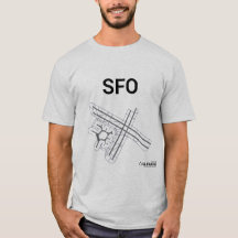 SFO空港レイアウトのTシャツ