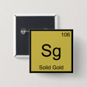 Sg -無地の金ゴールド化学素子シンボルTシャツ 缶バッジ (正面&裏面)
