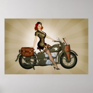 Sgt. Davidson Armyオートバイピンナップポスター ポスター