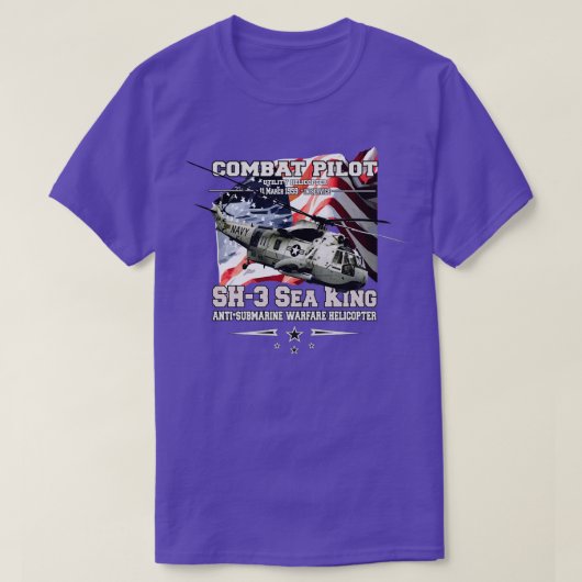 SH3シーキング潜水艦ヘリコプター Tシャツ (デザイン正面)