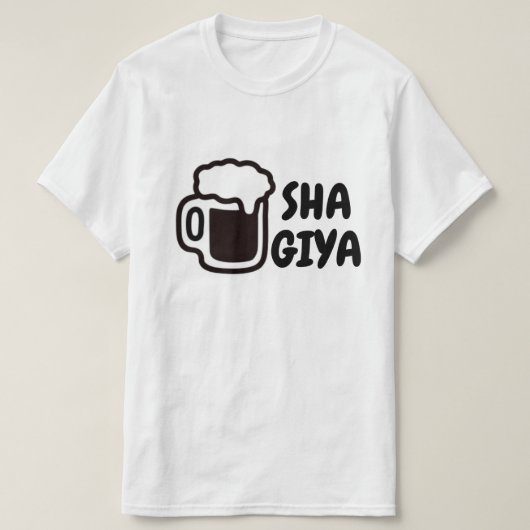 sha giya – ビールを飲む tシャツ (デザイン正面)