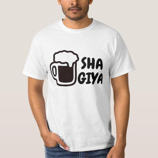 sha giya – ビールを飲む tシャツ (正面)
