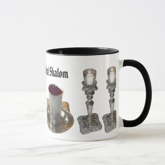 Shabbatのハッラー、ナイフ、ワイン、及び蝋燭 マグカップ (右)