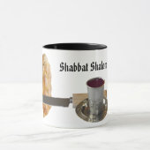 Shabbatのハッラー、ナイフ、ワイン、及び蝋燭 マグカップ (中央)