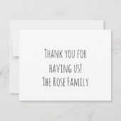 Shabbat Shalomののどのばら色の金ゴールド サンキューカード (裏面)