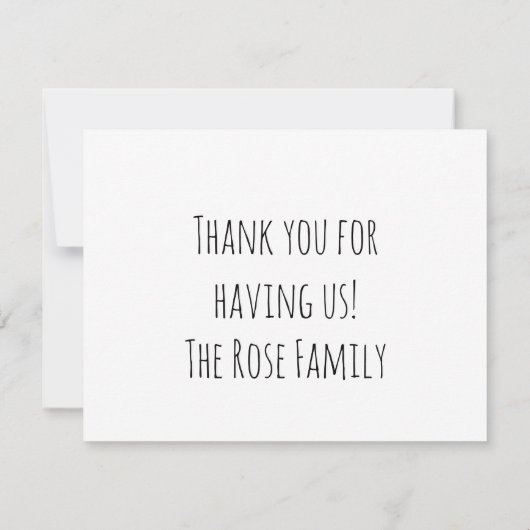 Shabbat Shalomののどのばら色の金ゴールド サンキューカード (裏面)