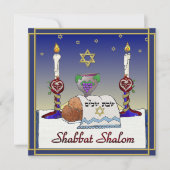Shabbat Shalomの芸術のプリントの夕食の招待状カード シーズンカード (正面)