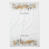 Shabbat Shalom Friday Night Dinner Jewish Food キッチンタオル (縦)