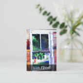 Shabbyカラフル Houseウィンドウ"引っ越しました"カード 名刺 (スタンド正面)