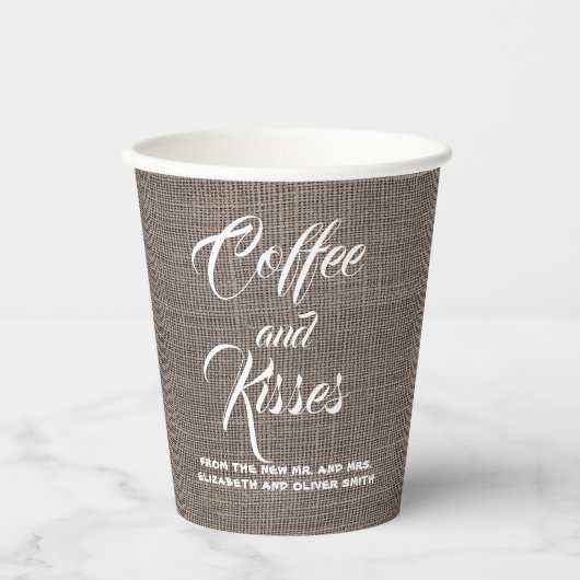 Shabby素朴ヴィンテージBurlap結婚または任意のパーティー 紙コップ (正面)