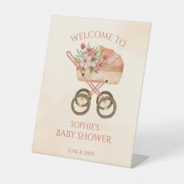 Shabby Baby Carriage Welcome Sign Baby Shower 台座サイン