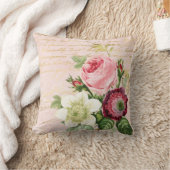 Shabby Chicフローラ金ゴールドスクリプトオン赤面 クッション (ブランケット)