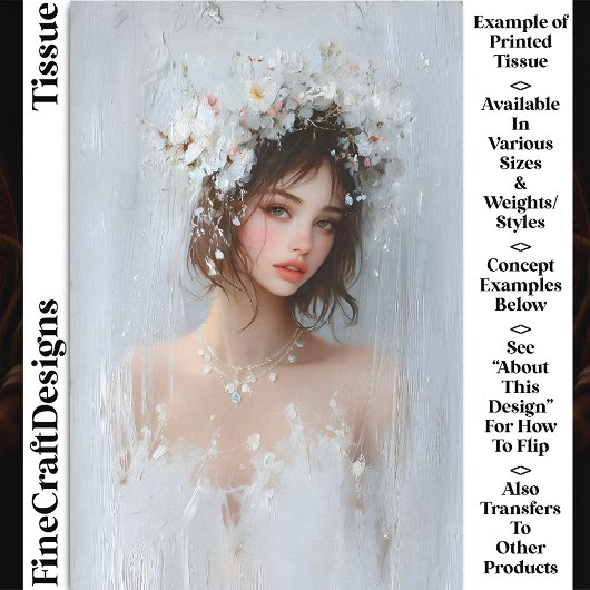 Shabby Chicポートレート、ホワイト開花CX7R Decompage 薄葉紙