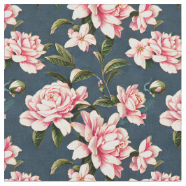 Shabby Chic – 暗い背景のピンクの庭師 ファブリック