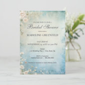 Shabby Chic Baby Blue Floral Bridal Shower 招待状 (スタンド正面)