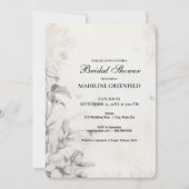 Shabby Chic Black Floral Bridal Shower 招待状 (正面)