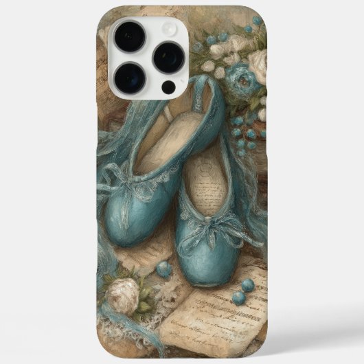 Shabby Chic Blue Ballet Slippers and Roses Case-Mate iPhoneケース (裏面)