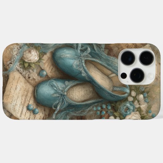 Shabby Chic Blue Ballet Slippers and Roses Case-Mate iPhoneケース (裏面 (横))