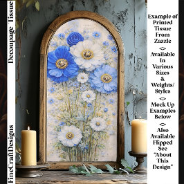 Shabby Chic Blue Ivory Mix Flowers FD7L Decoupage 薄葉紙
