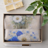 Shabby Chic Blue Ivory Mix Flowers FD7L Decoupage 薄葉紙 (ギフト)
