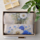 Shabby Chic Blue Ivory Mix Flowers FD7R Decoupage 薄葉紙 (ギフト)