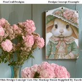 Shabby Chic Bunny in Floral Dress EV6R Decoupage 薄葉紙