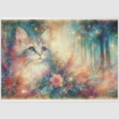 Shabby Chic Cat Among Wildflowers Decoupage 薄葉紙 (正面)