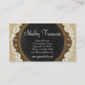 Shabby Chic Chalkboard, Rustic Burlap & Coral Bow 名刺 (裏面)
