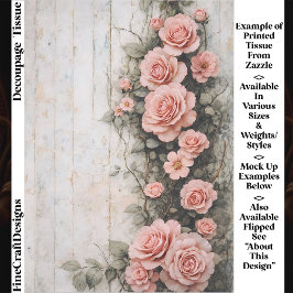 Shabby Chic Climbing Pink Roses FD8R Decoupage 薄葉紙