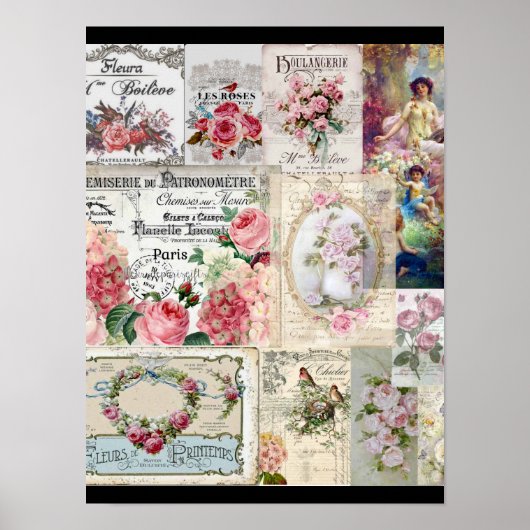 Shabby chic collage,country victorian,decoupage, b ポスター (正面)