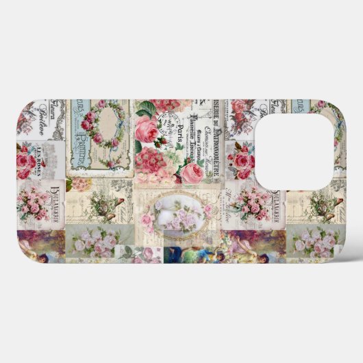 Shabby chic collage,country victorian,decoupage, b Case-Mate iPhoneケース (裏面 (横))