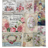 Shabby chic collage,country victorian,decoupage,mo シャワーカーテン (正面)