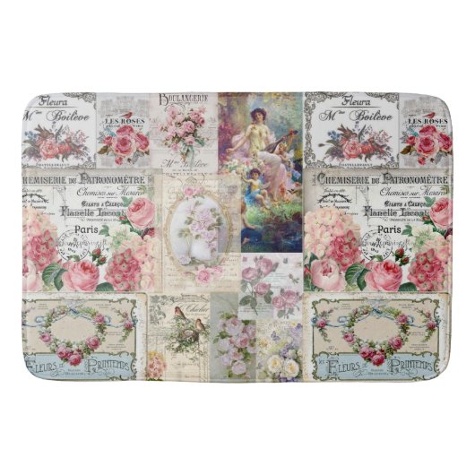 Shabby chic collage,country victorian,decoupage,mo バスマット (正面)