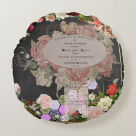 Shabby chic collage, French chic,country rustic,fl ラウンドクッション