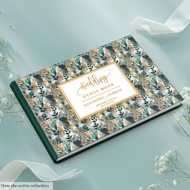 Shabby Chic Dark Green And Gold Wedding Guest Book ゲストブック