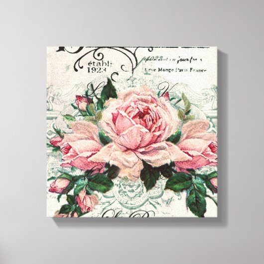 shabby chic, decoupage, victorian, french chic, pa キャンバスプリント (正面)