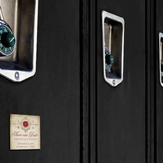 Shabby Chic | Deep Red Grunge Rose Save the Date マグネット