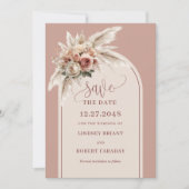 Shabby Chic Dusty Pink Floral Save the Date Invite 招待状 (正面)