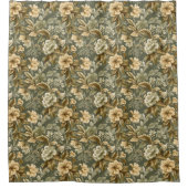 Shabby Chic Elegant Curtain Gold Sage Green Style シャワーカーテン (正面)
