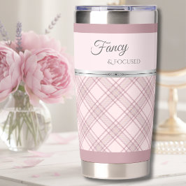 Shabby Chic Fancy and Focused Pink Plaid 保温保冷タンブラー
