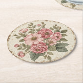 Shabby Chic Floral ラウンドペーパーコースター (アングル)