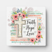 Shabby Chic floral Faith Hope Love フォトプラーク (正面)
