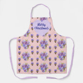 Shabby Chic Floral Polka Dot Christmas Womans Name エプロン (正面)