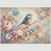 Shabby Chic Floral Watercolor Bluebird Decoupage 薄葉紙 (正面)
