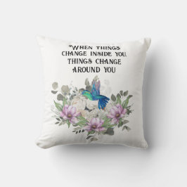 Shabby chic flowers art and selflove quote クッション
