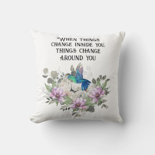 Shabby chic flowers art and selflove quote クッション (正面)