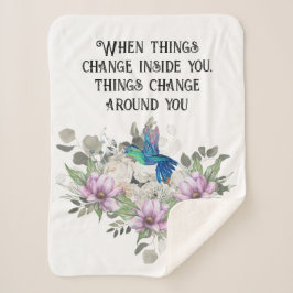 Shabby chic flowers art and selflove quote シェルパブランケット