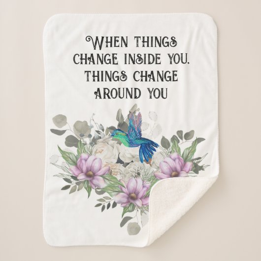 Shabby chic flowers art and selflove quote シェルパブランケット (正面)